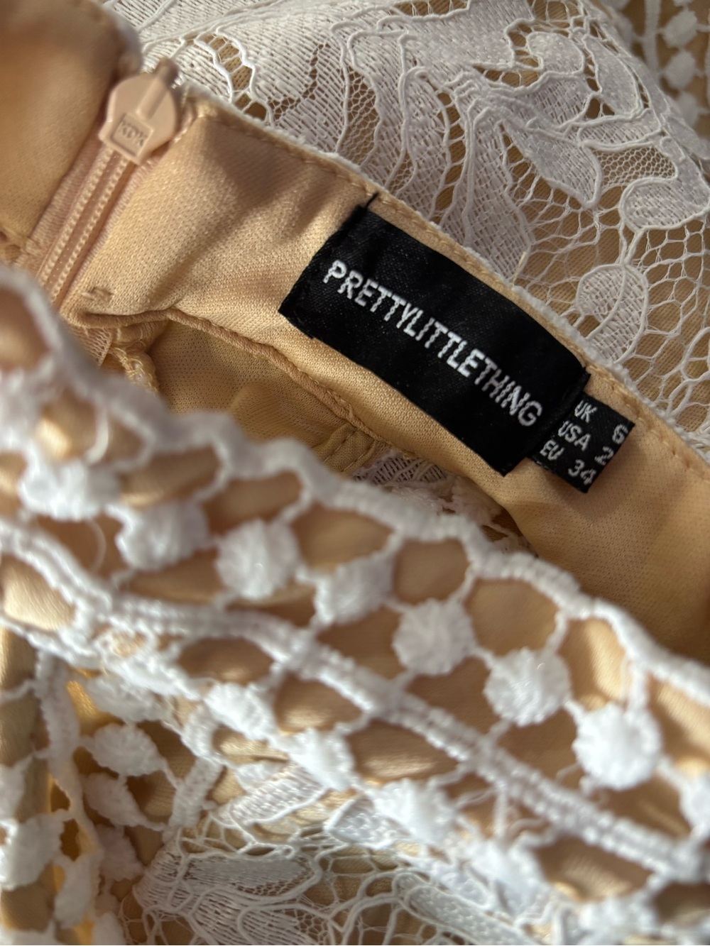 PrettyLittleThing White Lace Nude Illusion Halter Neck Bodycon Dress UK 6 / US 2 - Picture 5 of 5